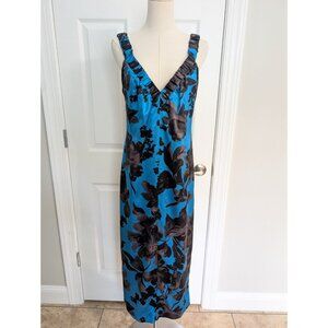 Dries Van Noten Silk Babydoll Slip Dress Sz 36 US 4/6 Blue Black Luxury